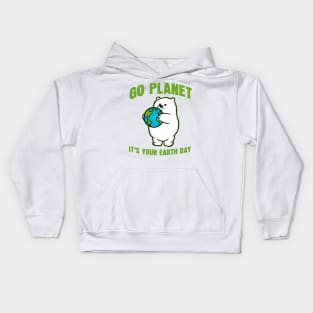 Go Planet It's Your Earth Day Polar Bear Kids Hoodie